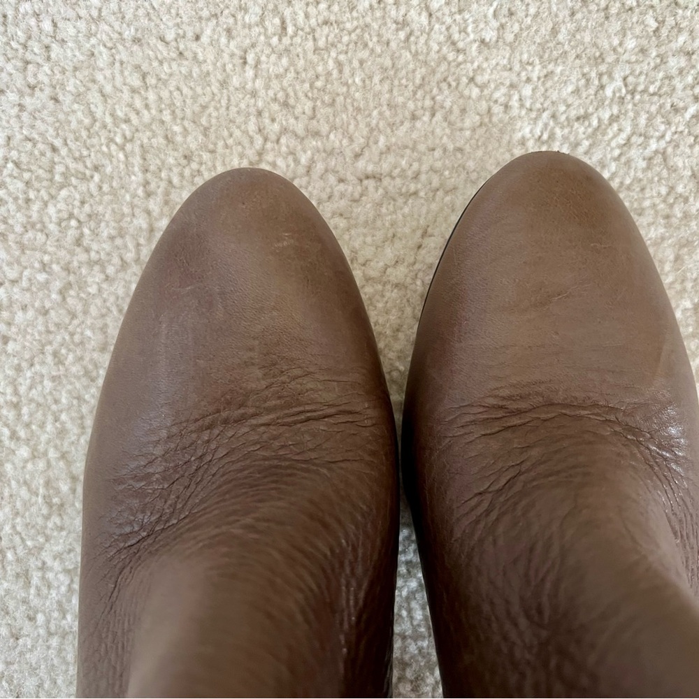 COACH Brown Mocha Leather Ankle Boots with Square Heel 7.5M - Picture 4 of 12